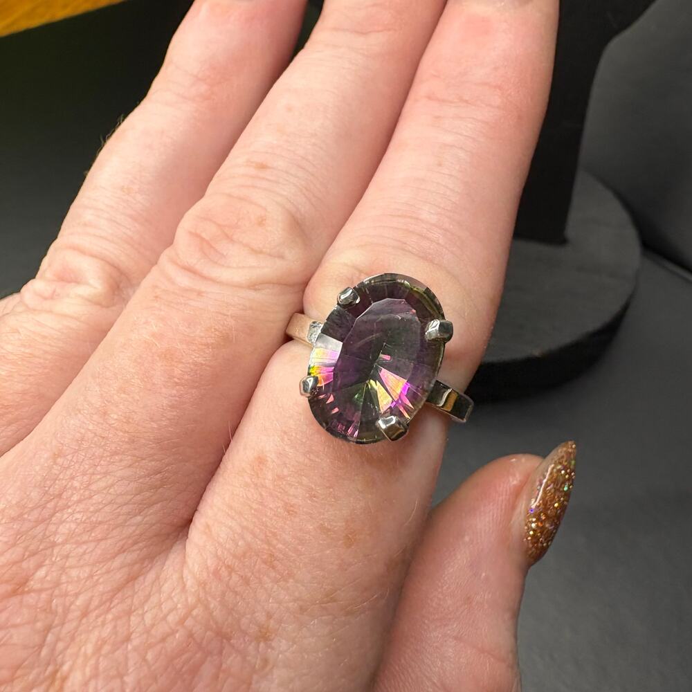 Sterling Silver Mystic Topaz Ring Genuine Mystic Topaz Size 6.75